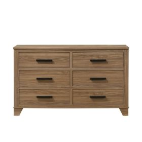 1pc Walnut Color Six Drawers Dresser Black Bar Pulls Transitional Style Bedroom Metal Center Glide 1pc Walnut Color Six Drawers Dresser Black Bar Pulls Transitional Style Bedroom Metal Center Glide
