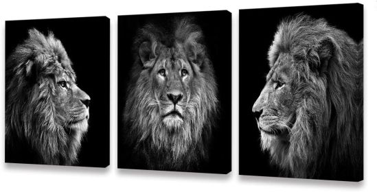 Wall Art Black and White Lion Head Portrait Wall Art Painting Pictures Print 3 Pieces Wall Art Black and White Lion Head Portrait Wall Art Painting Pictures Print 3 Pieces
